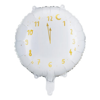 Balon foliowy Zegar, 45 cm, biały