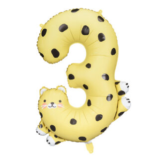 Balon foliowy Cyfra 3 - Gepard, 72.5x109 cm, mix