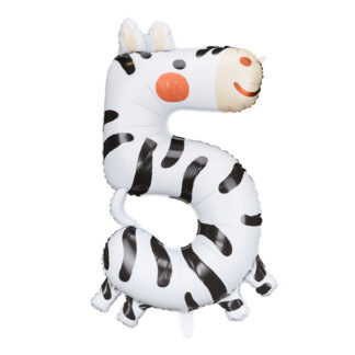 Balon foliowy Cyfra 5 - Zebra, 68x98 cm, mix