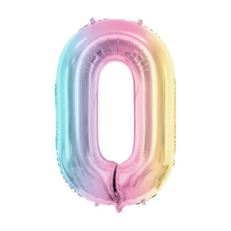 Balon foliowy Cyfra ”0”, 86cm, pastelowy tęczowy