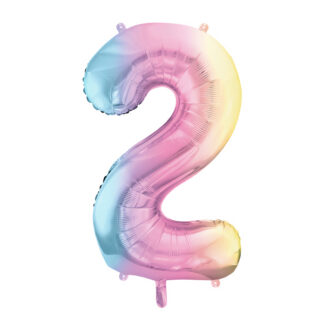 Balon foliowy Cyfra ”2”, 86cm, pastelowy tęczowy