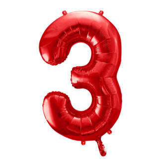 Balon foliowy Cyfra ”3”, 86cm, czerwony