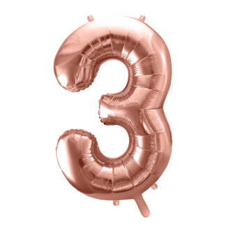 Balon foliowy Cyfra ''3'', 86cm, różowe złoto