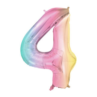 Balon foliowy Cyfra ”4”, 86cm, pastelowy tęczowy