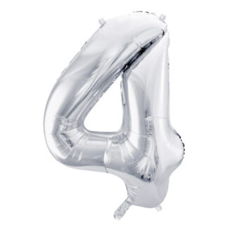 Balon foliowy Cyfra ''4'', 86cm, srebrny