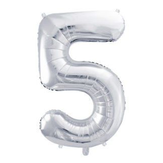 Balon foliowy Cyfra ''5'', 86cm, srebrny