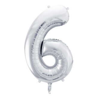 Balon foliowy Cyfra ''6'', 86cm, srebrny