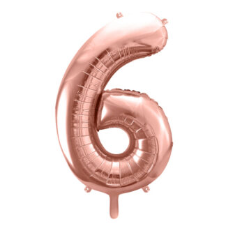 Balon foliowy Cyfra ''6'', 86cm, różowe złoto