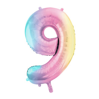 Balon foliowy Cyfra ”9”, 86cm, pastelowy tęczowy
