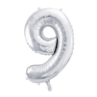 Balon foliowy Cyfra ''9'', 86cm, srebrny
