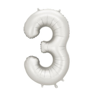 Balon foliowy Cyfra ”3”, 86cm, srebrny