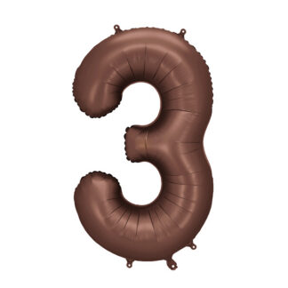 Balon foliowy Cyfra '3', 86cm, mocca