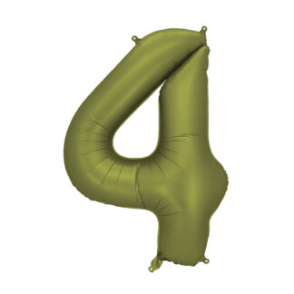 Balon foliowy Cyfra '4', 86cm, oliwkowy