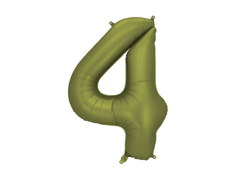 Balon foliowy Cyfra '4', 86cm, oliwkowy
