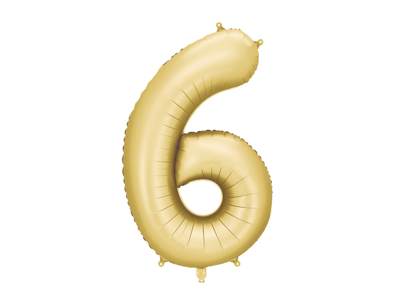 Balon foliowy Cyfra '6', 86cm, złoty