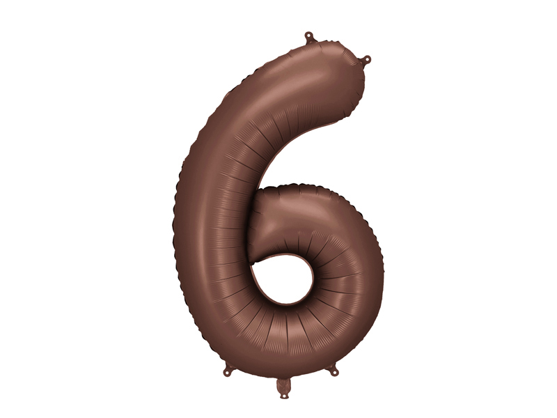 Balon foliowy Cyfra '6', 86cm, mocca