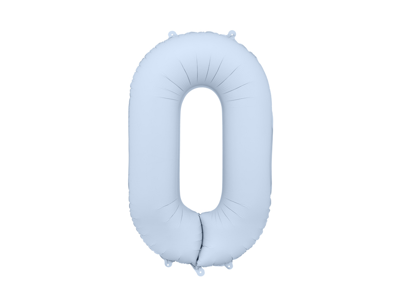 Balon foliowy Cyfra '0', 86cm, mglisty niebieski