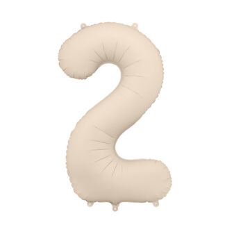 Balon foliowy Cyfra '2′, 86cm, jasny beż