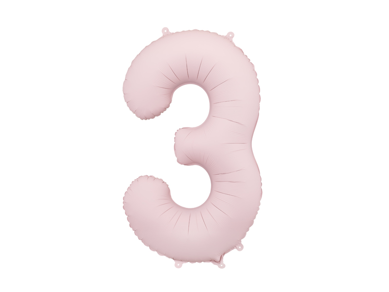 Balon foliowy Cyfra '3', 86cm, jasny różowy