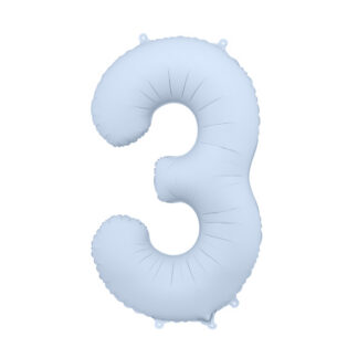 Balon foliowy Cyfra '3′, 86cm, mglisty niebieski