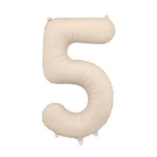 Balon foliowy Cyfra '5′, 86cm, jasny beż