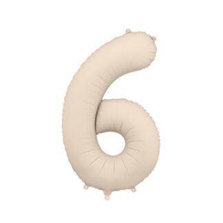 Balon foliowy Cyfra '6′, 86cm, jasny beż