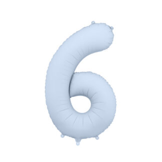 Balon foliowy Cyfra '6′, 86cm, mglisty niebieski