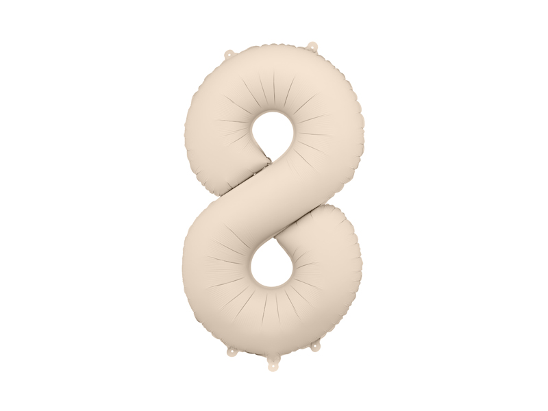 Balon foliowy Cyfra '8', 86cm, jasny beż