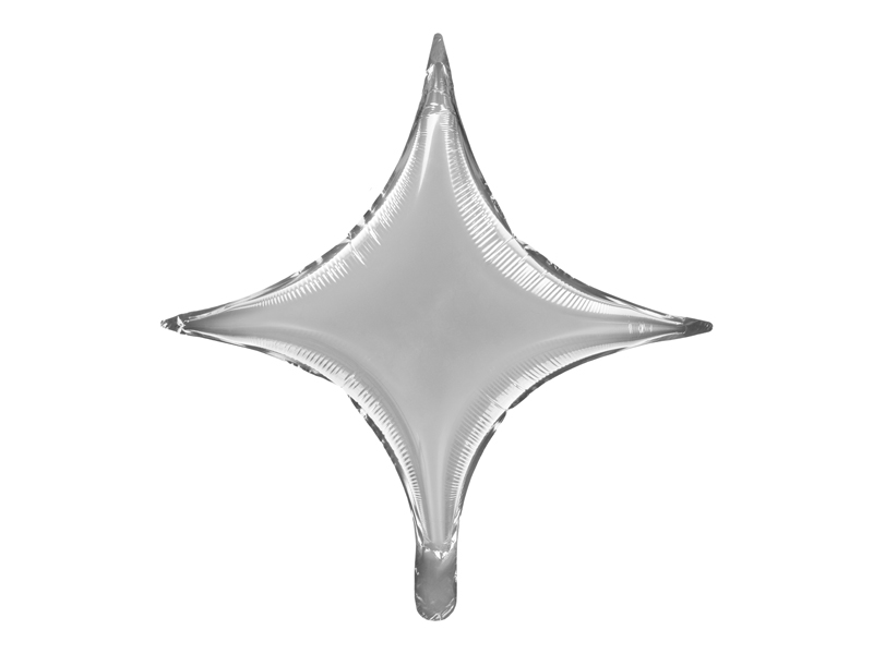 Balon foliowy Gwiazda 4-ramienna, 45 cm, srebrny