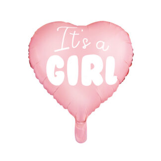Balon foliowy Serce - It's a girl, 45cm, jasny różowy
