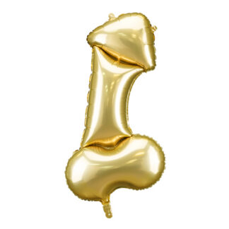 Balon foliowy Penis, 55,5x112 cm, złoty