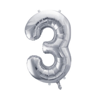Balon foliowy Cyfra ”3”, 72cm, srebrny