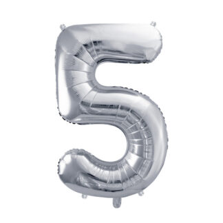 Balon foliowy Cyfra ”5”, 72cm, srebrny