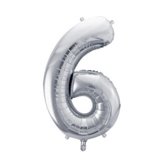 Balon foliowy Cyfra ”6”, 72cm, srebrny