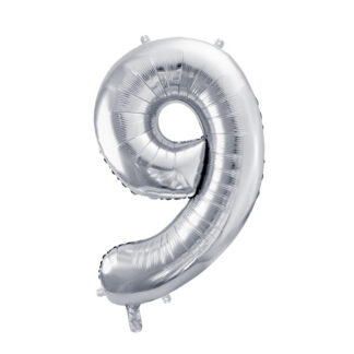 Balon foliowy Cyfra ''9'', 72cm, srebrny