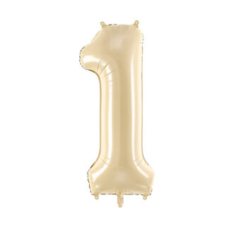 Balon foliowy Cyfra ”1”, 72cm, beż