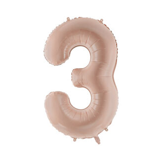 Balon foliowy Cyfra ”3”, 72cm, ciemny beż