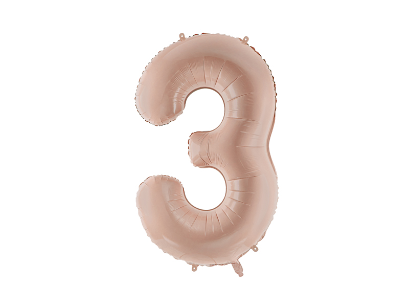 Balon foliowy Cyfra ''3'', 72cm, ciemny beż