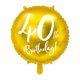 Balon foliowy 40th Birthday, złoty, 45cm