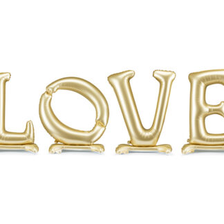 Balon foliowy stojący napis LOVE, 350x114 cm, złoty