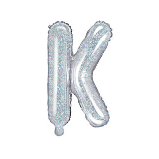 Balon foliowy Litera ''K'', 35cm, holograficzny