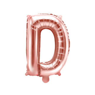 Balon foliowy Litera ''D'', 35cm, różowe złoto