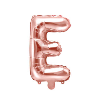 Balon foliowy Litera ''E'', 35cm, różowe złoto