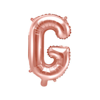 Balon foliowy Litera ''G'', 35cm, różowe złoto