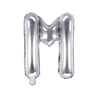 Balon foliowy Litera ''M'', 35cm, srebrny