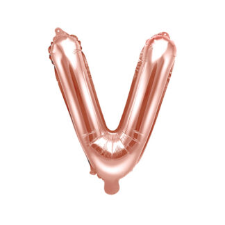 Balon foliowy Litera ''V'', 35cm, różowe złoto