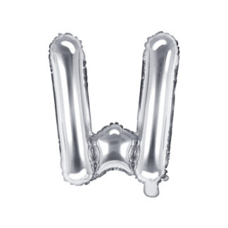 Balon foliowy Litera ''W'', 35cm, srebrny