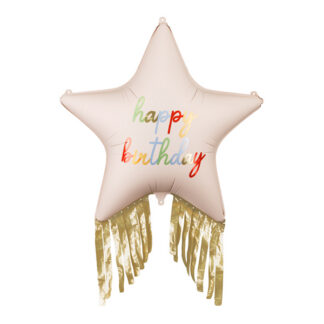 Balon foliowy Gwiazda z frędzlami ''Happy Birthday'', 72x72 cm, mix