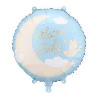 Balon foliowy pastylka ”Welcome Baby”, 35×35 cm, jasnoniebieski
