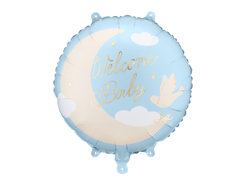 Balon foliowy pastylka ''Welcome Baby'', 35x35 cm, jasnoniebieski